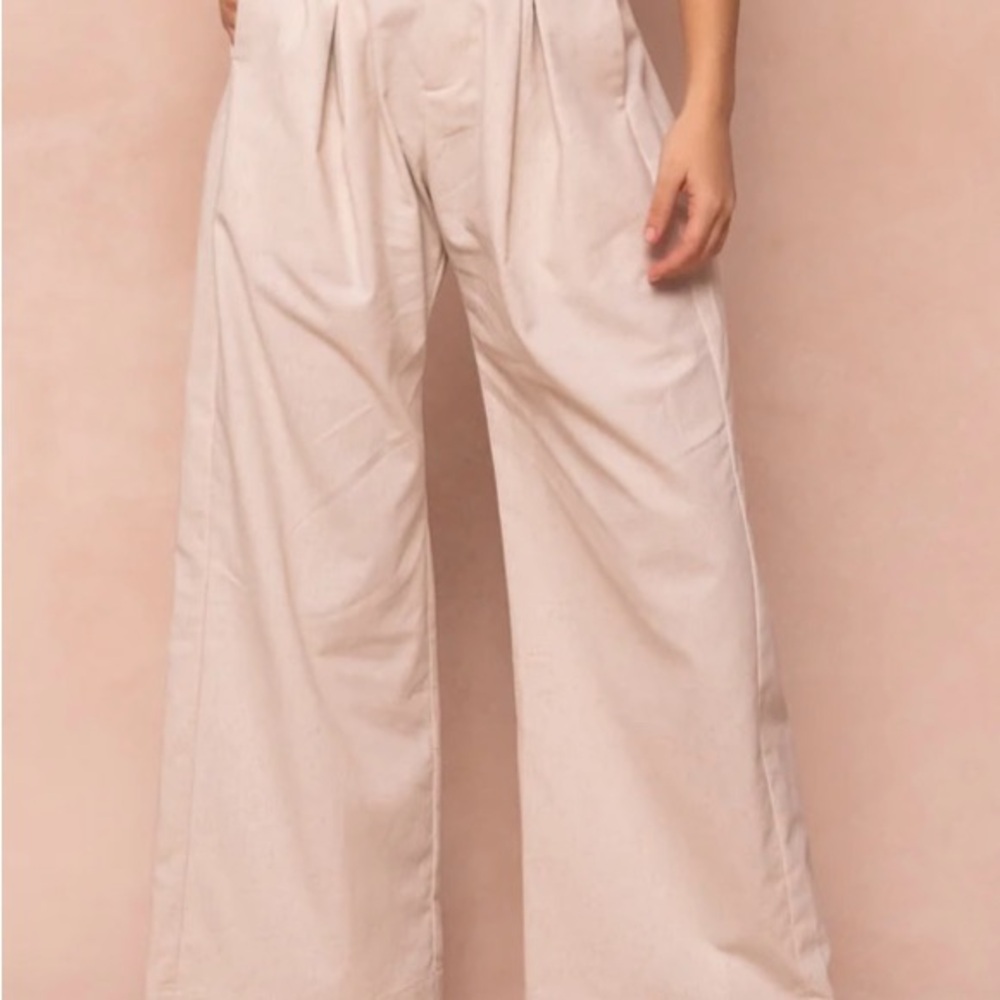 Ivy City Co Cream Wide Leg Trousers